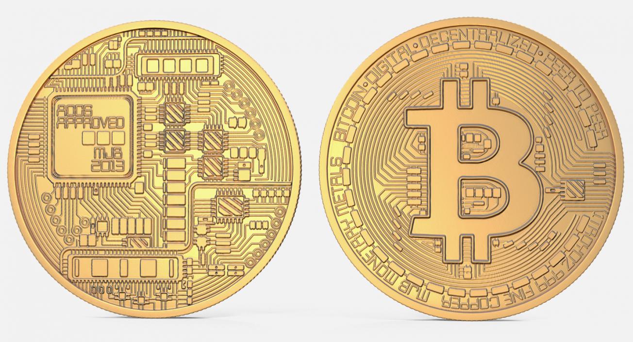 Gold Bitcoin Coin 3D