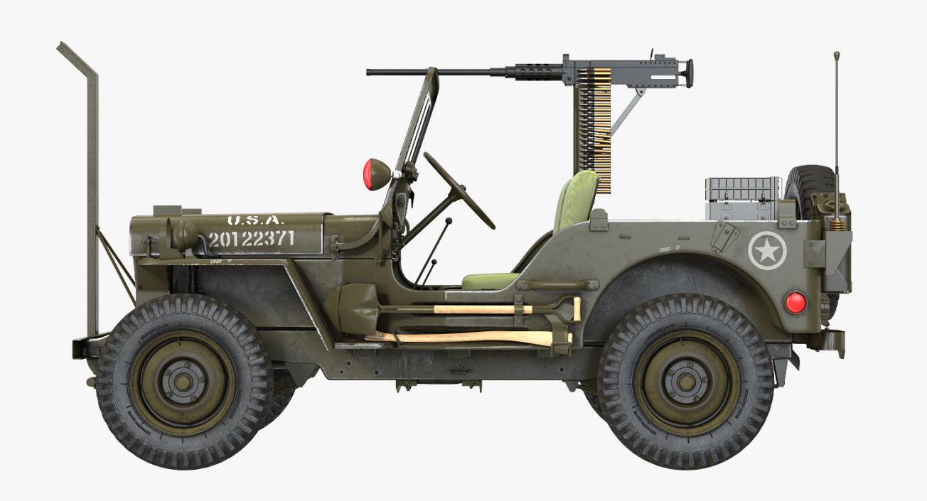 3D Jeep Willys MB Rigged