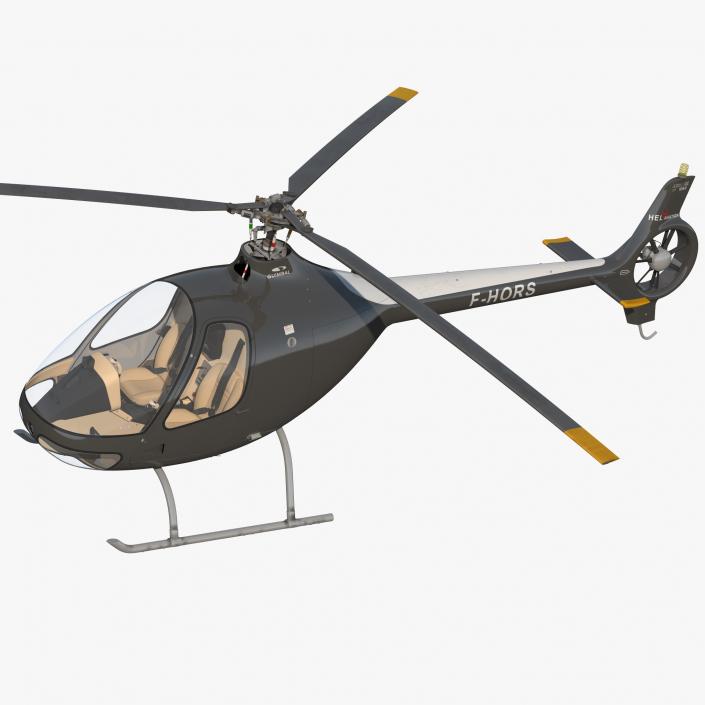 Helicopter Guimbal Cabri G2 Rigged 3D model