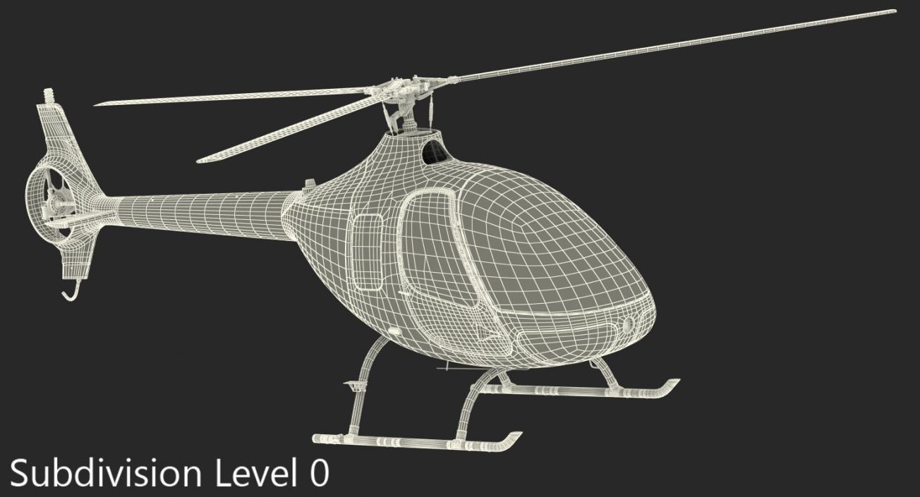 Helicopter Guimbal Cabri G2 Rigged 3D model