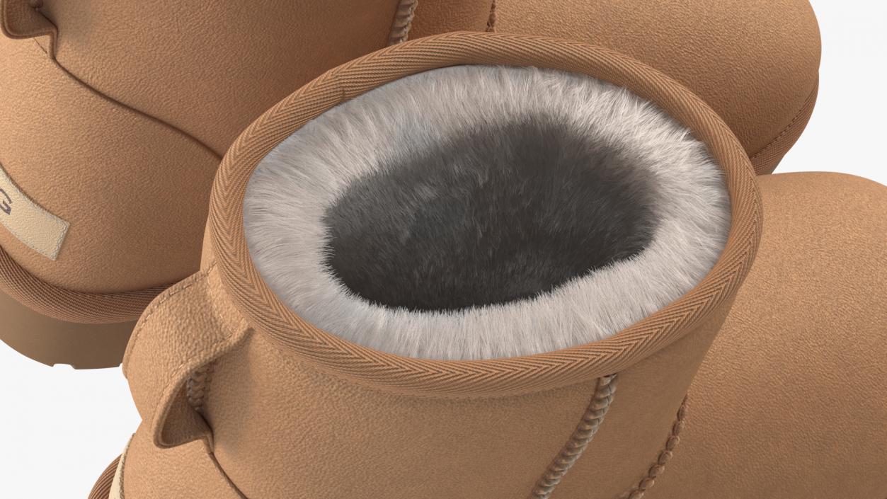 UGG Womens Classic Mini Boots Fur Chestnut 3D