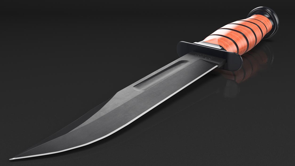 3D Ka Bar USMC Straight Edge Combat Knife model