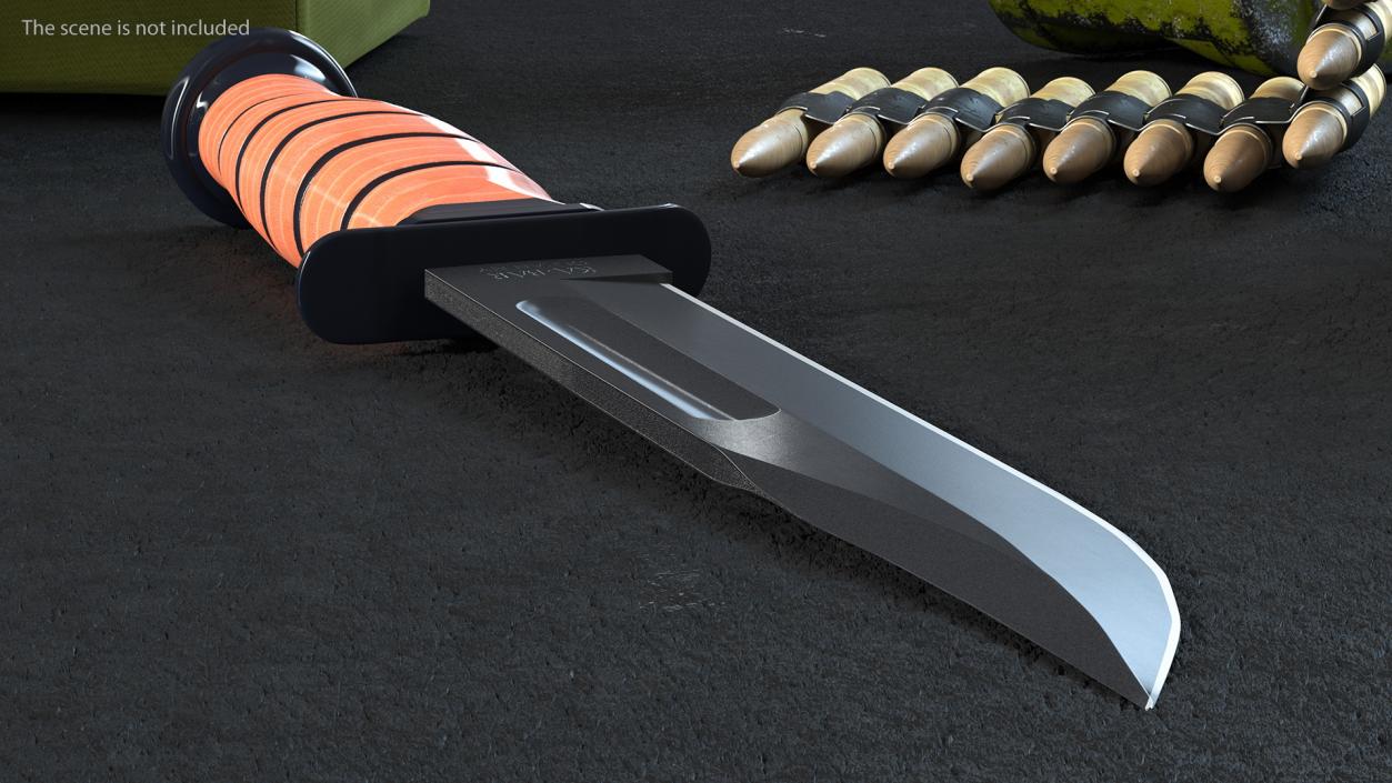 3D Ka Bar USMC Straight Edge Combat Knife model