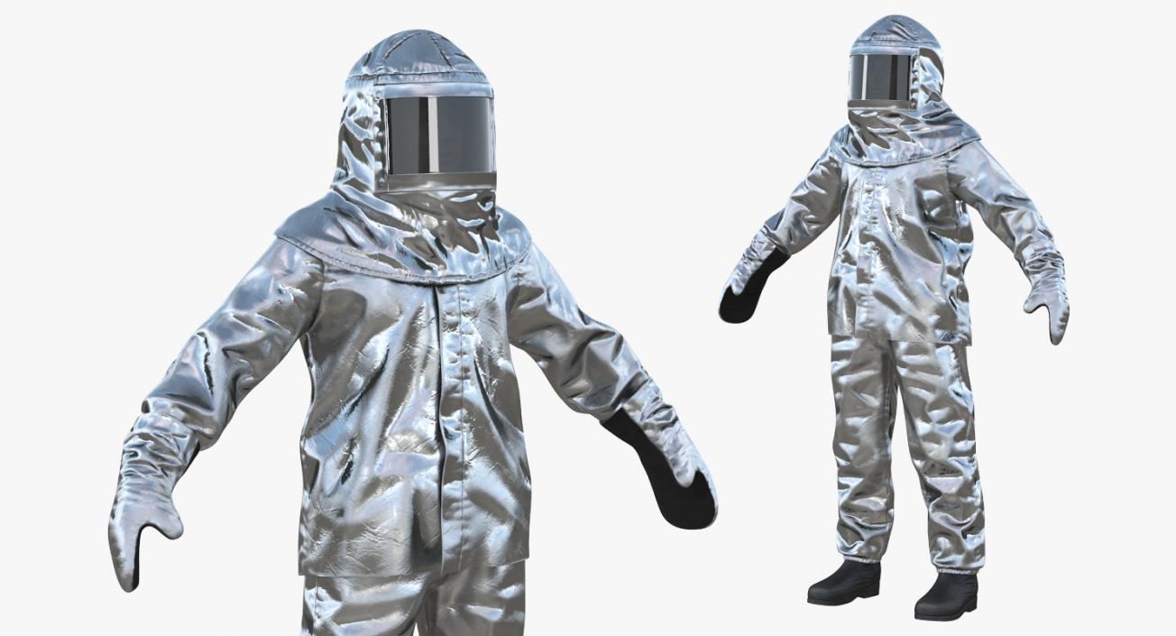 3D model Firefighter Wearing Aluminized Chemical Protective Suit