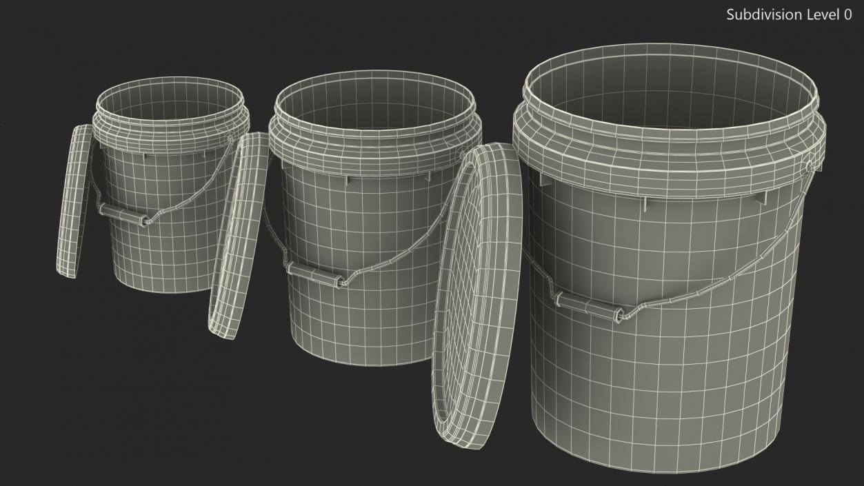 3D model Food Grade Plastic Buckets Set