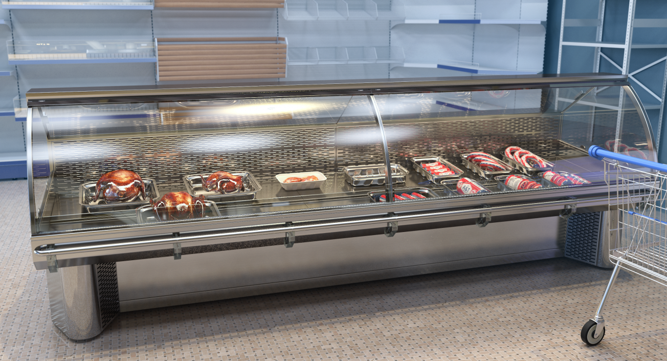 3D Commercial Meat Display Counter