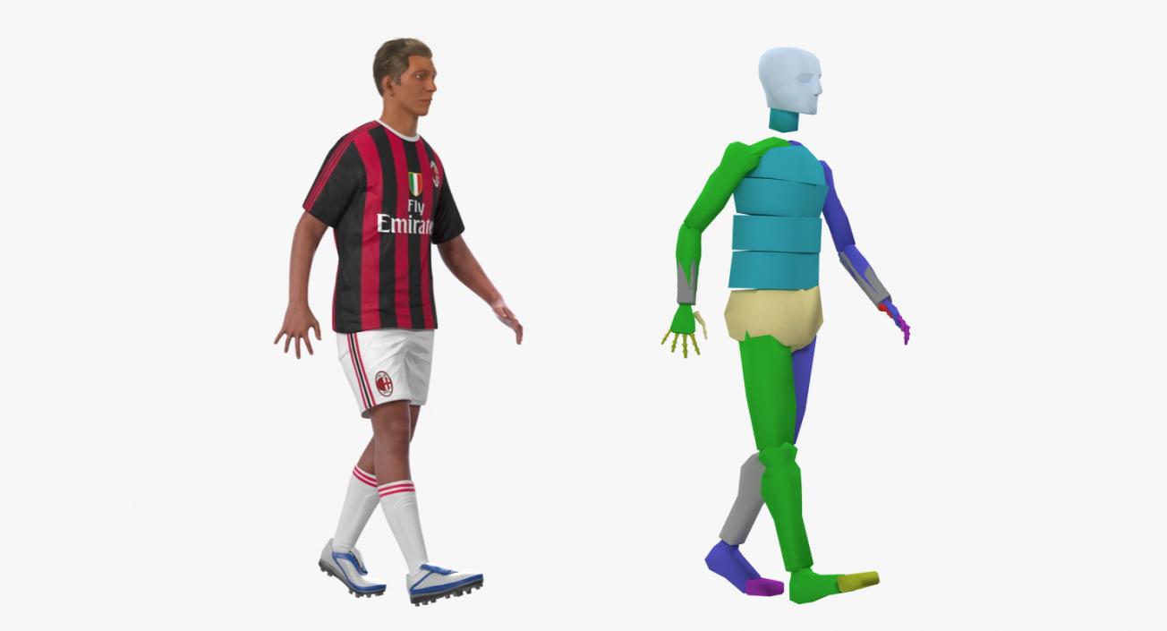 3D model Soccer or Football Player Milan Rigged 2