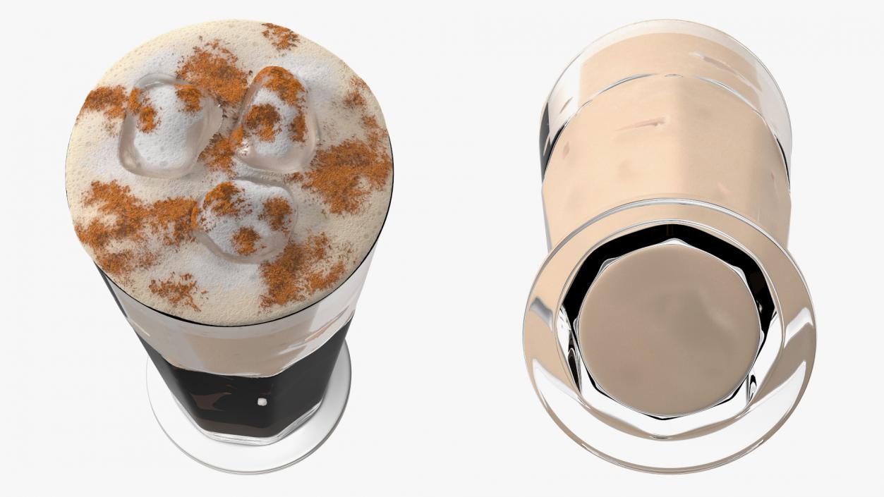 3D Iced Cappuccino with Cinnamon in Tall Glass model