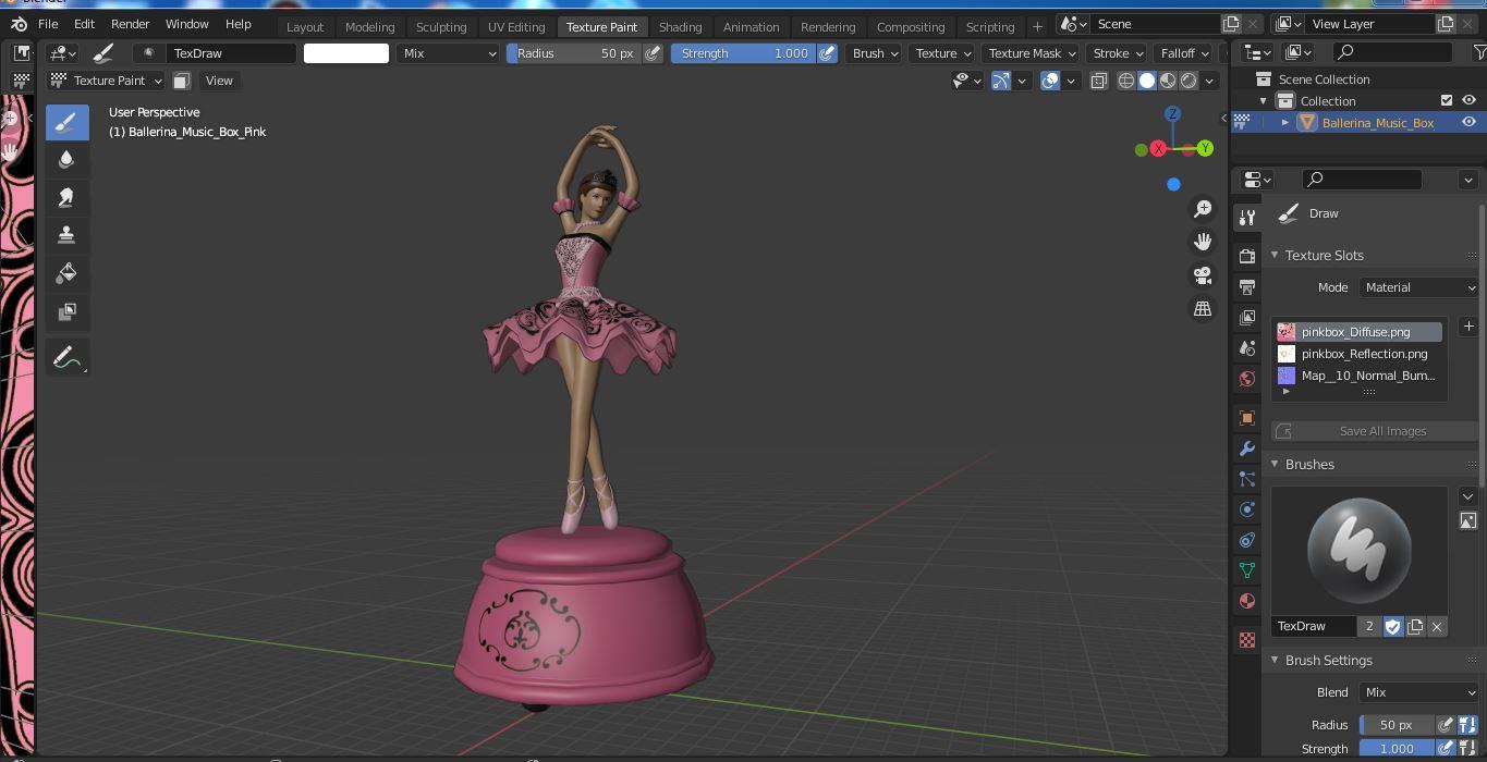 Ballerina Music Box Pink 3D model