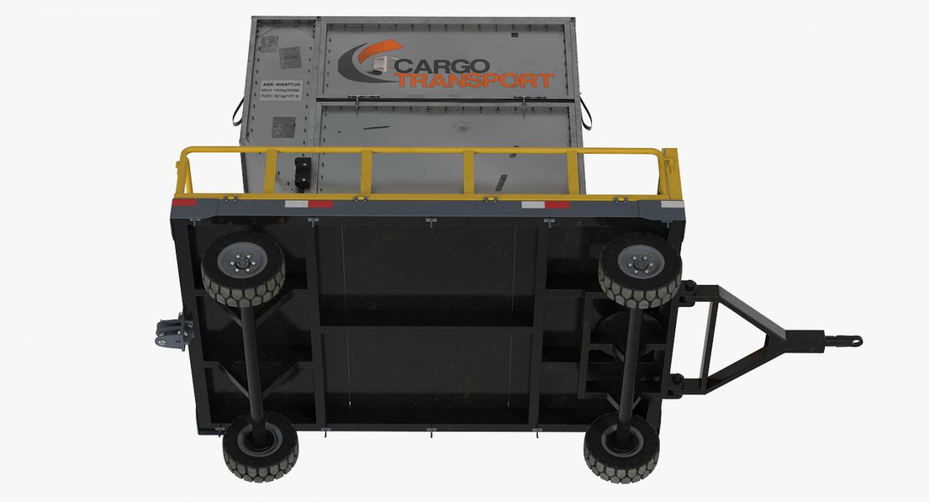 Airport Luggage Trolley Baggage Trailer with Container 3D model
