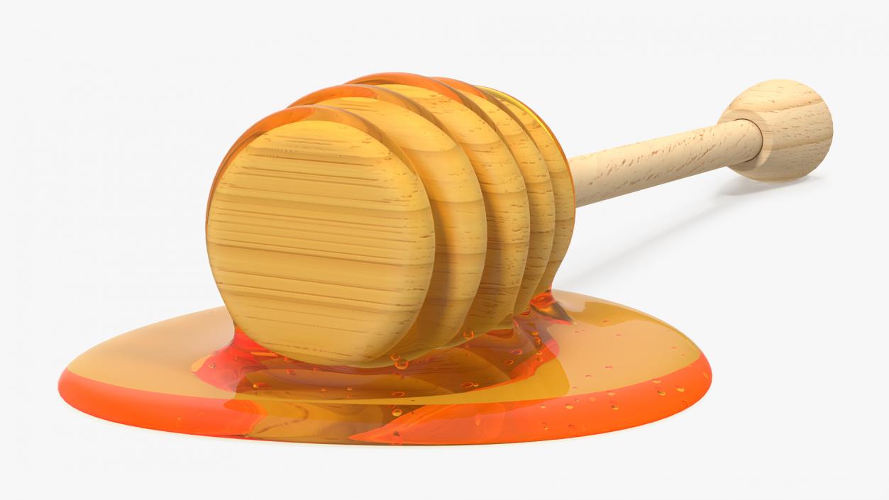 3D model Wooden Honey Dipper with Honey