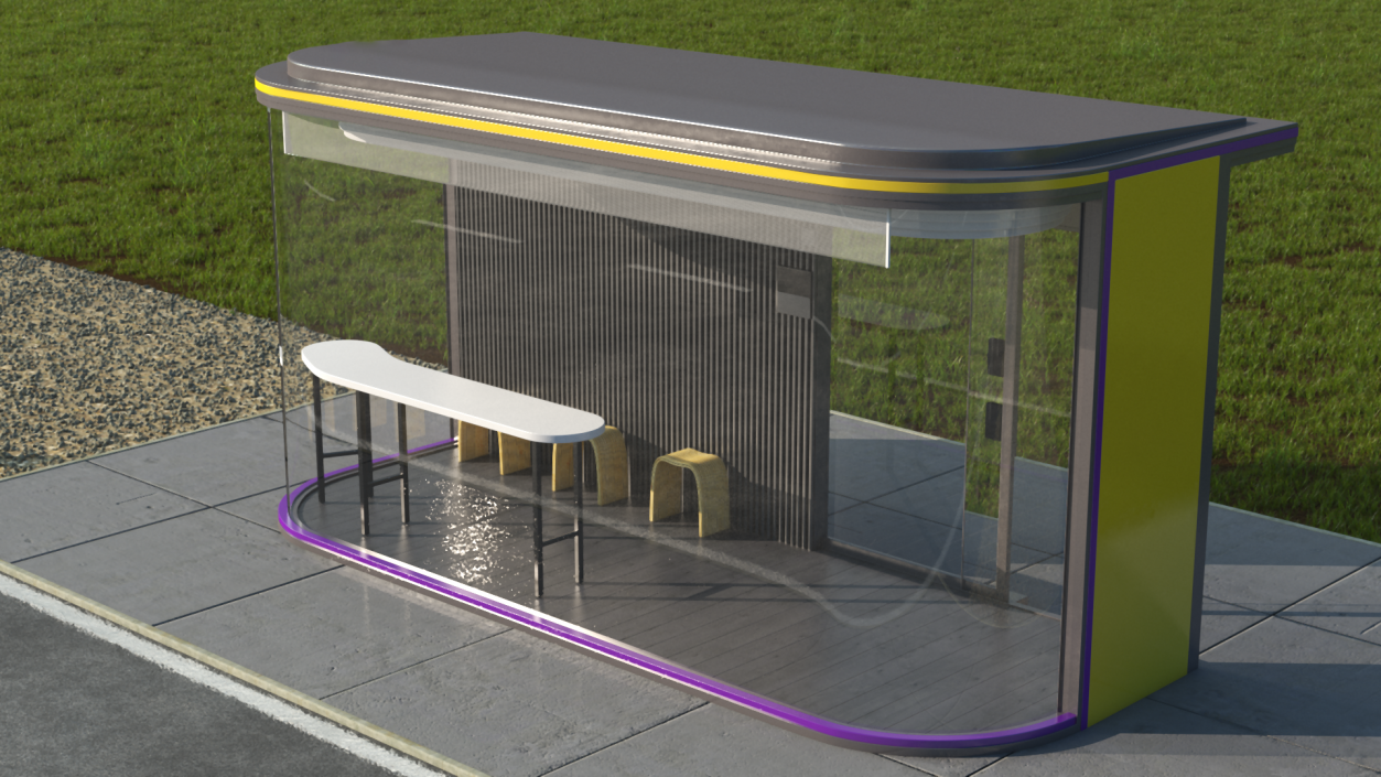 3D Smart Bus Stop Rigged