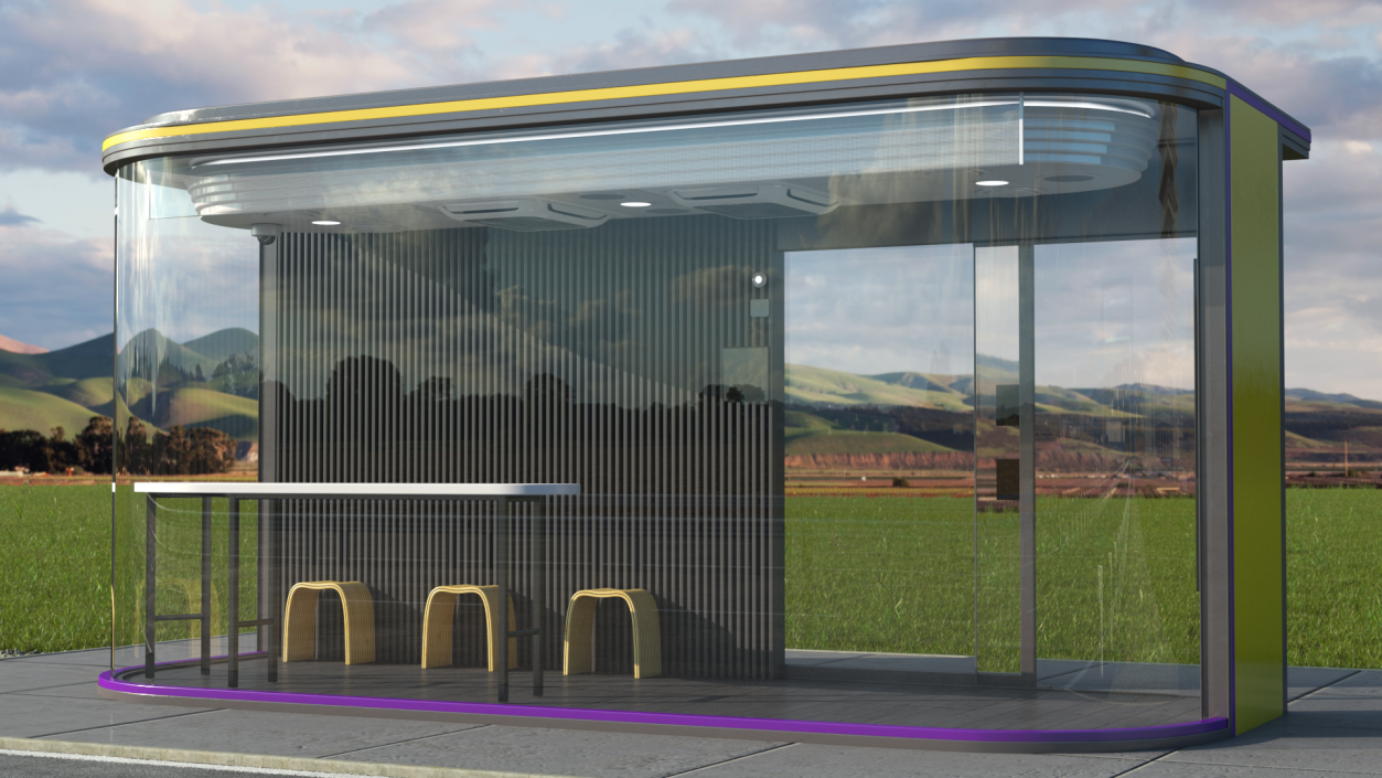 3D Smart Bus Stop Rigged