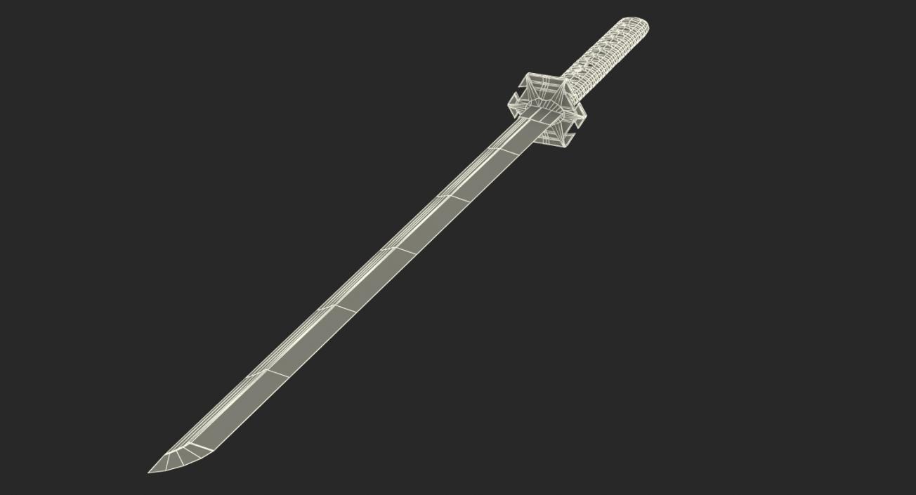 Short Japan Sword Ninjato with Sheath 3D