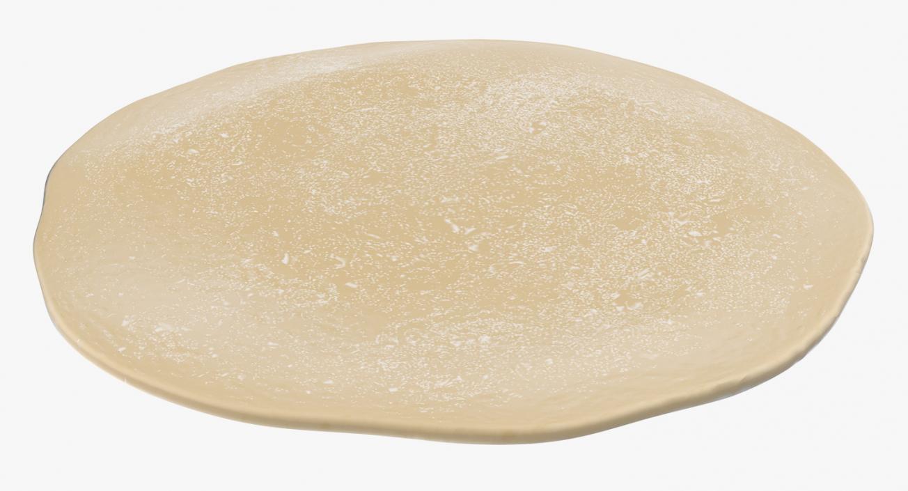 3D Flat Bread Pizza Dough on Board