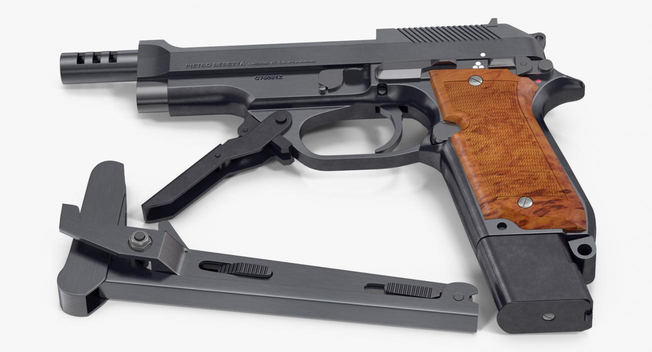 3D Pistol Beretta 93R with Buttstock model