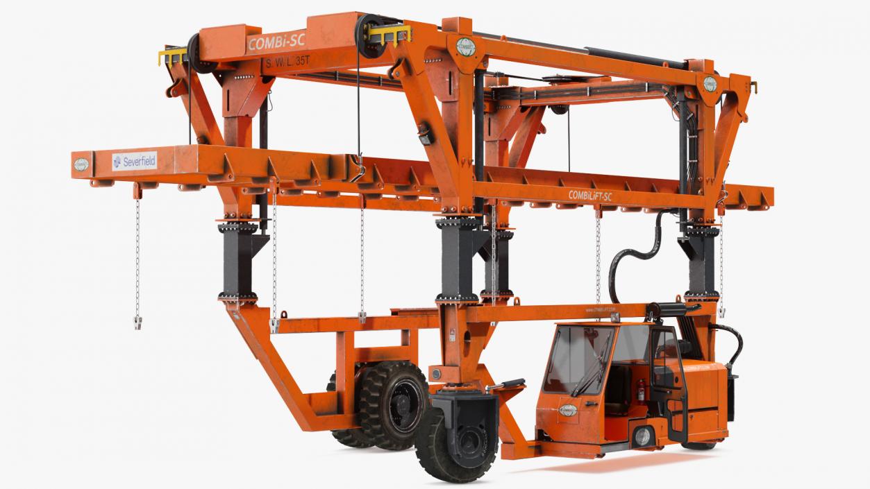 Straddle Carrier Combilift SC Dirty Rigged 3D