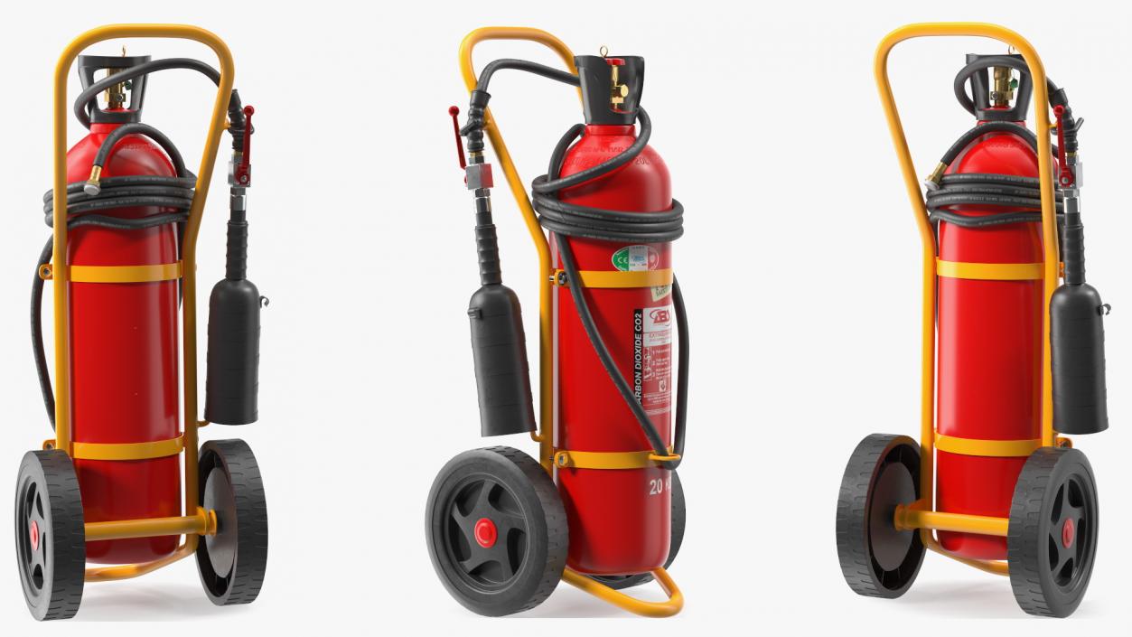 ABS SRL CO2 Wheeled Fire Extinguisher 20Kg 3D