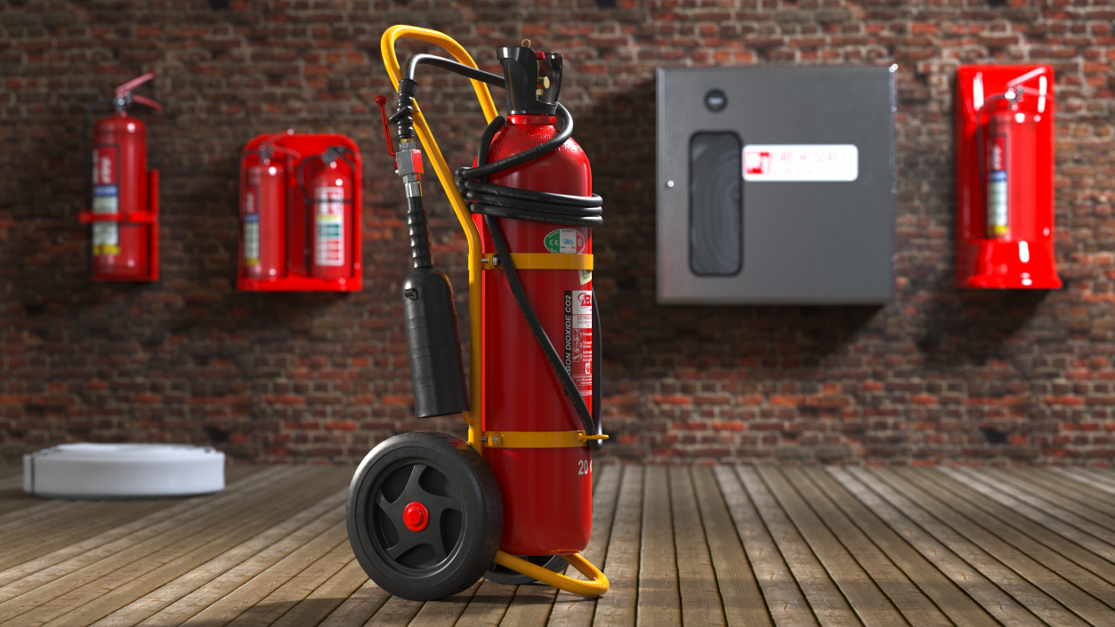 ABS SRL CO2 Wheeled Fire Extinguisher 20Kg 3D