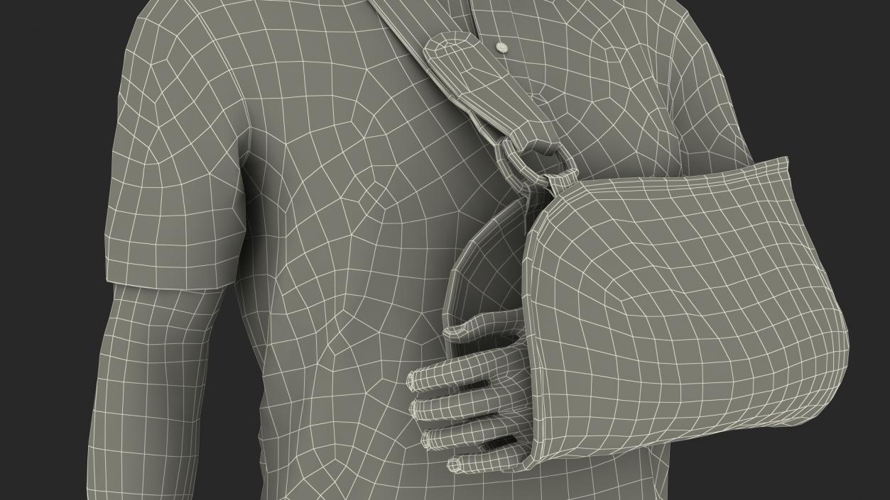 3D Man Arm Sling Bandage Black Fur Rigged model