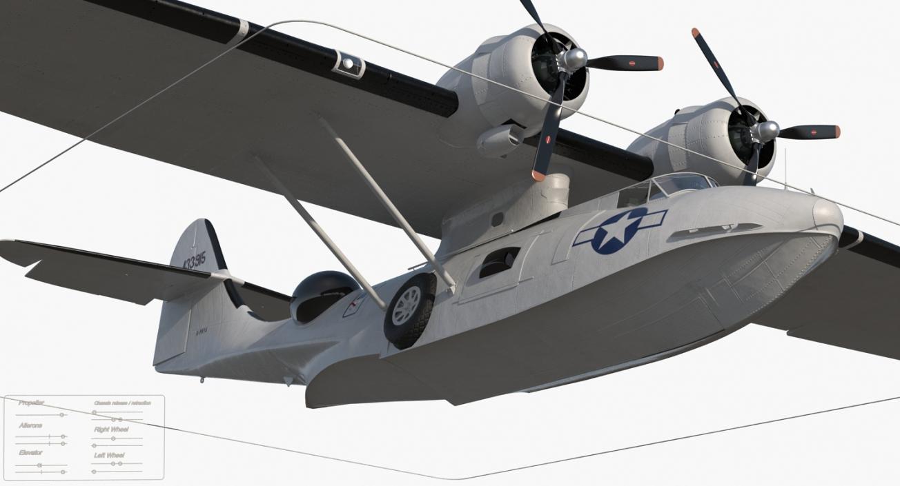 Flying Boat Consolidated PBY Catalina WWII Rigged 3D model