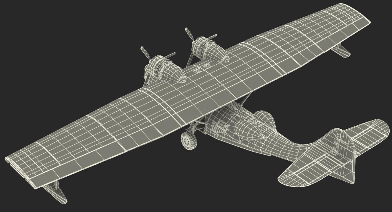 Flying Boat Consolidated PBY Catalina WWII Rigged 3D model