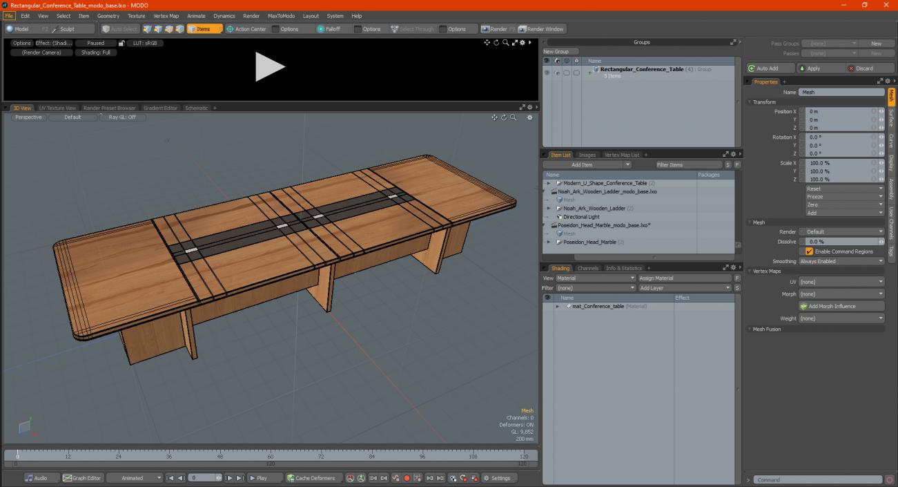 3D Rectangular Conference Table model
