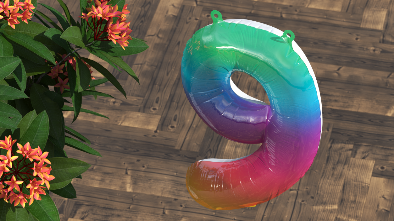 3D model Balloon Numbers 9 Rainbow