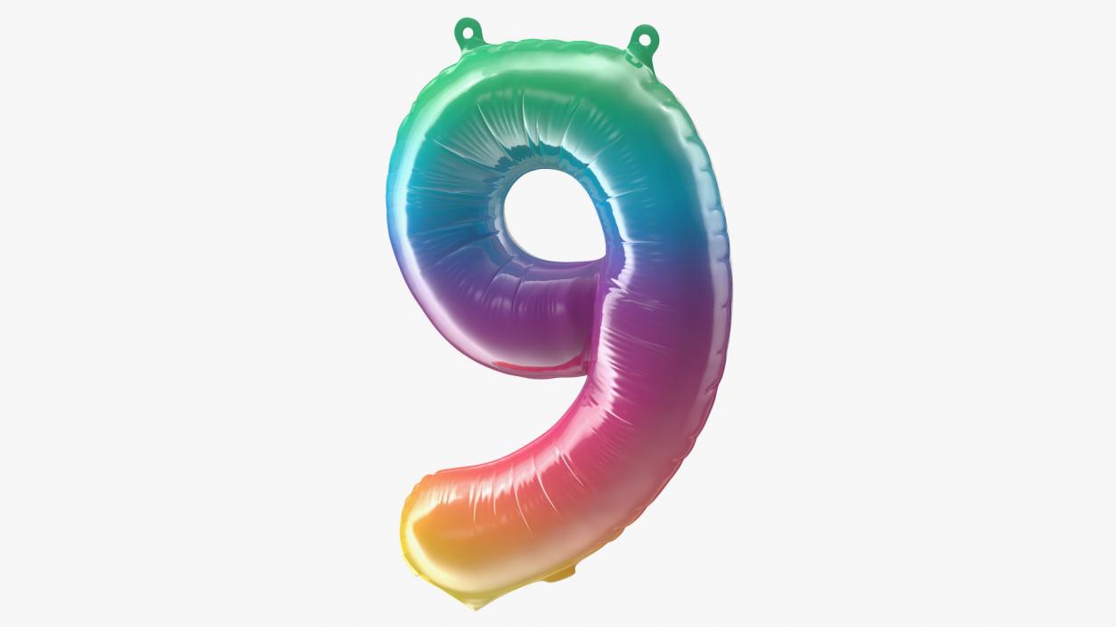 3D model Balloon Numbers 9 Rainbow