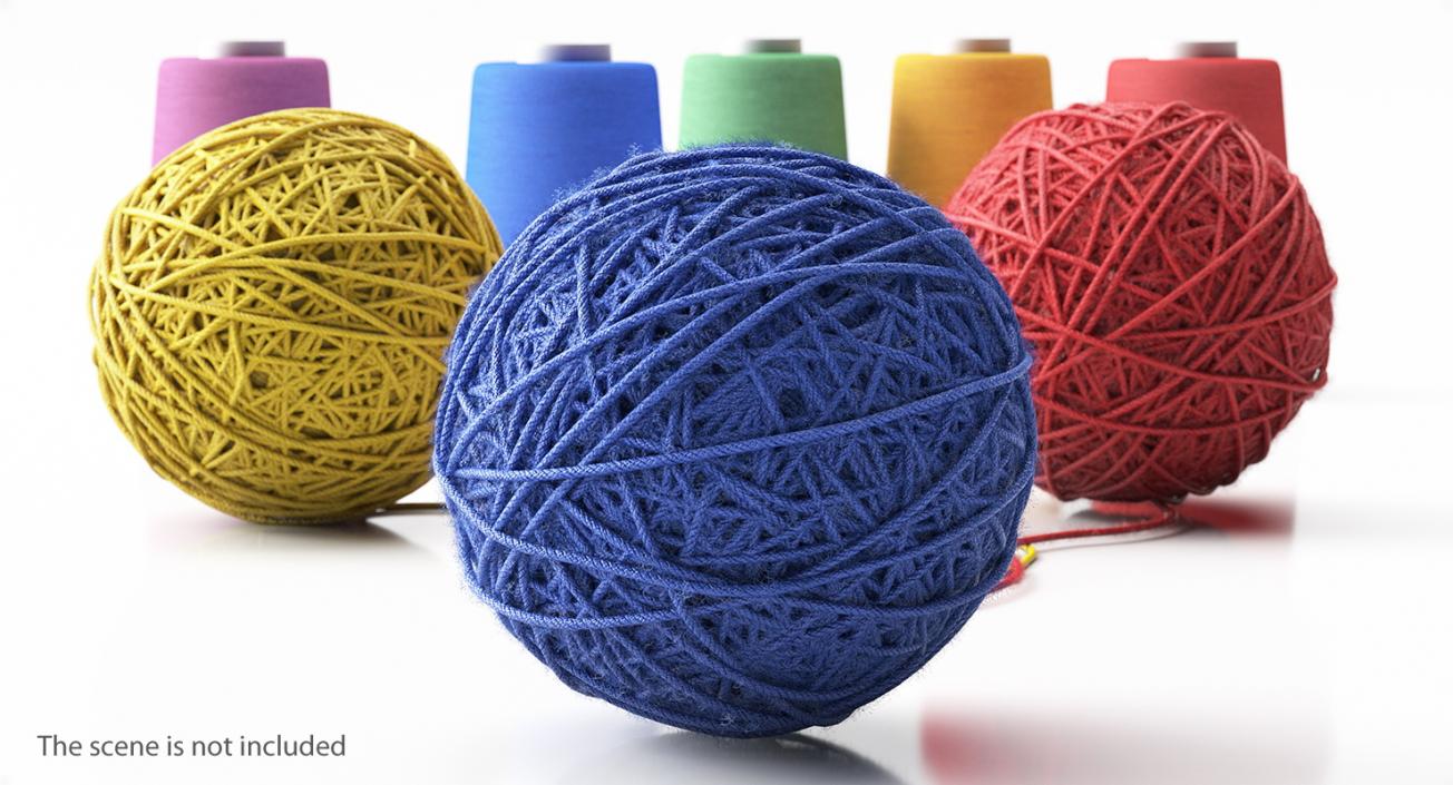 Blue Wool Yarn Ball 3D model