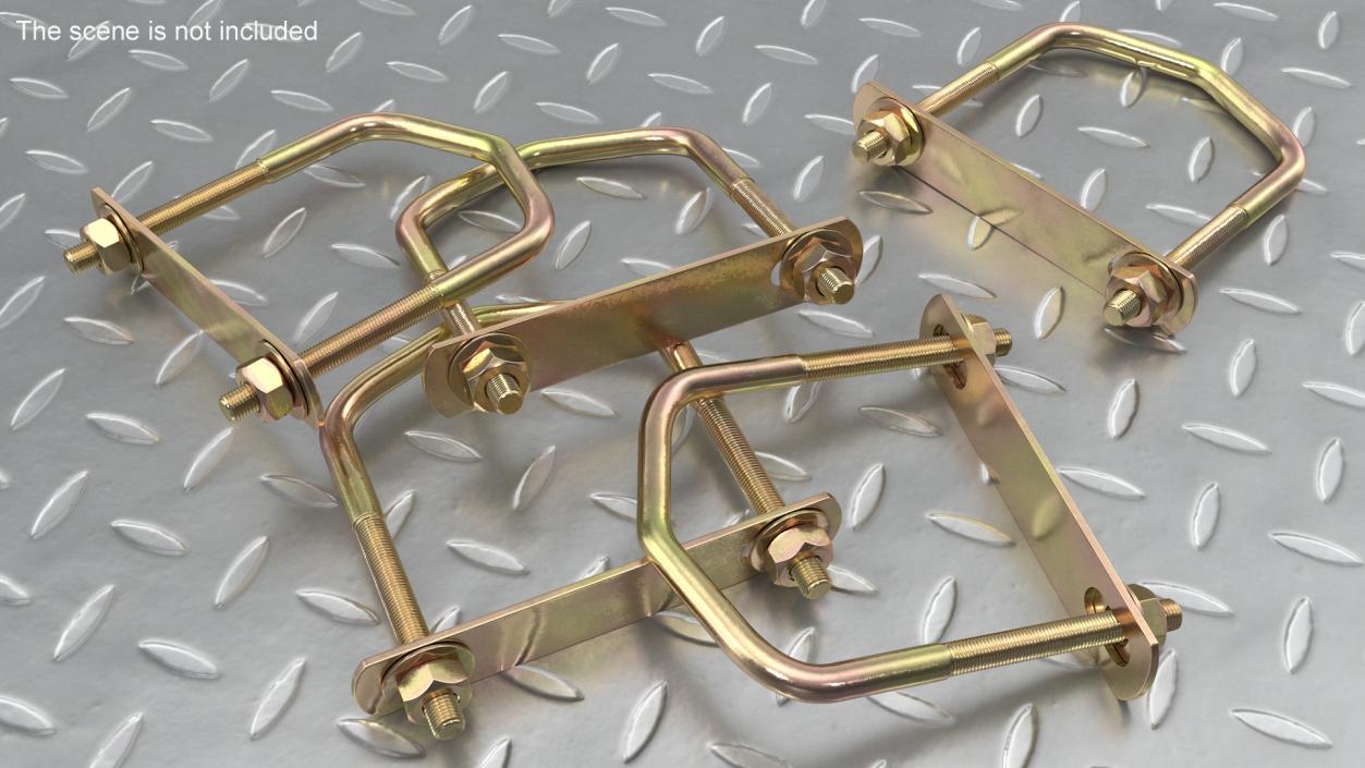 Triangular U-Bolts Bracket Brass 3D