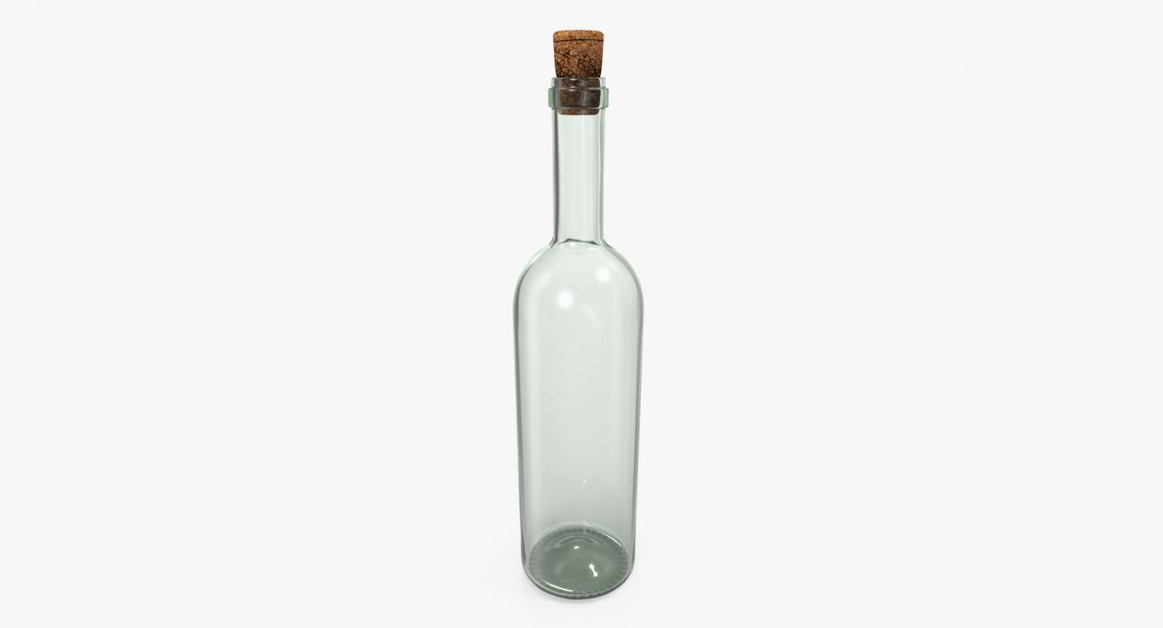3D Empty Glass Bottle With Cork model
