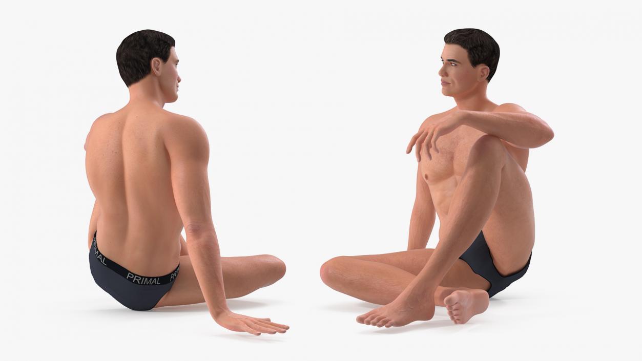 Fitness Man Sitting Pose 3D model