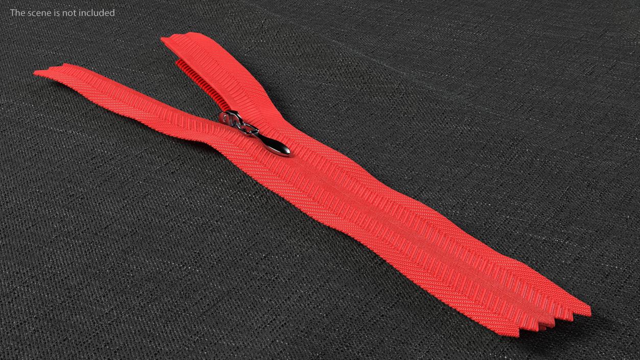 3D Nylon Invisible Zipper with Slider Red model