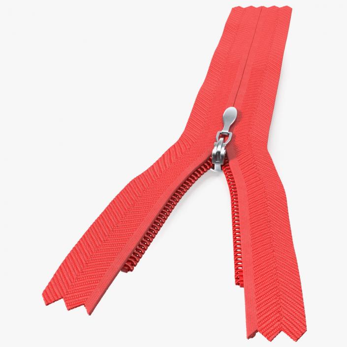 3D Nylon Invisible Zipper with Slider Red model