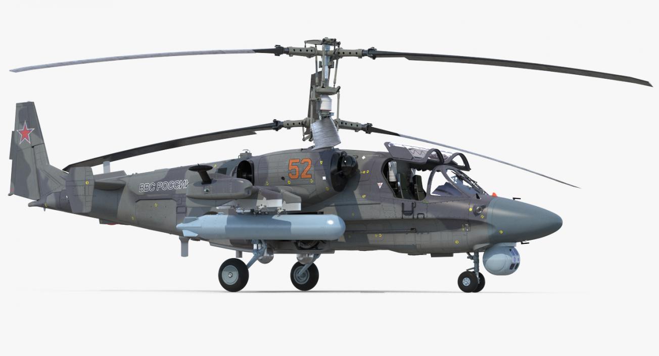 Attack Helicopter KA52 Black Shark Hokum A Rigged 3D model
