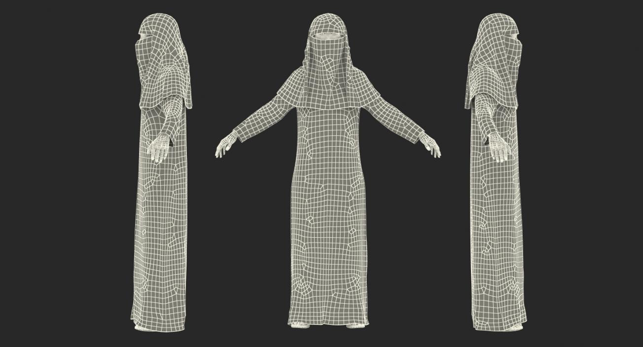 3D model Arabian Woman in Black Abaya Rigged