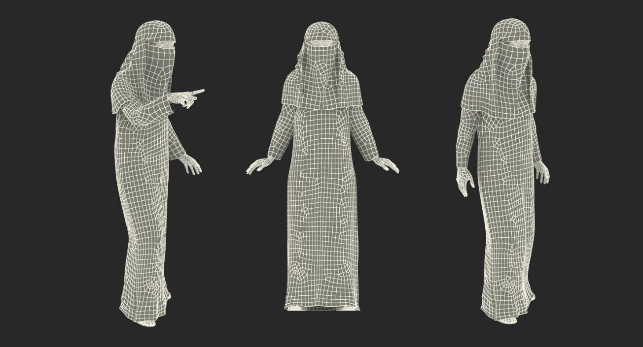 3D model Arabian Woman in Black Abaya Rigged