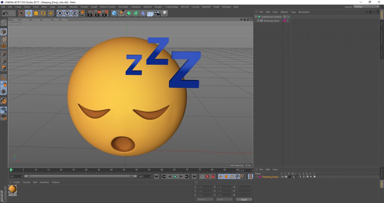 Sleeping Emoji 3D model