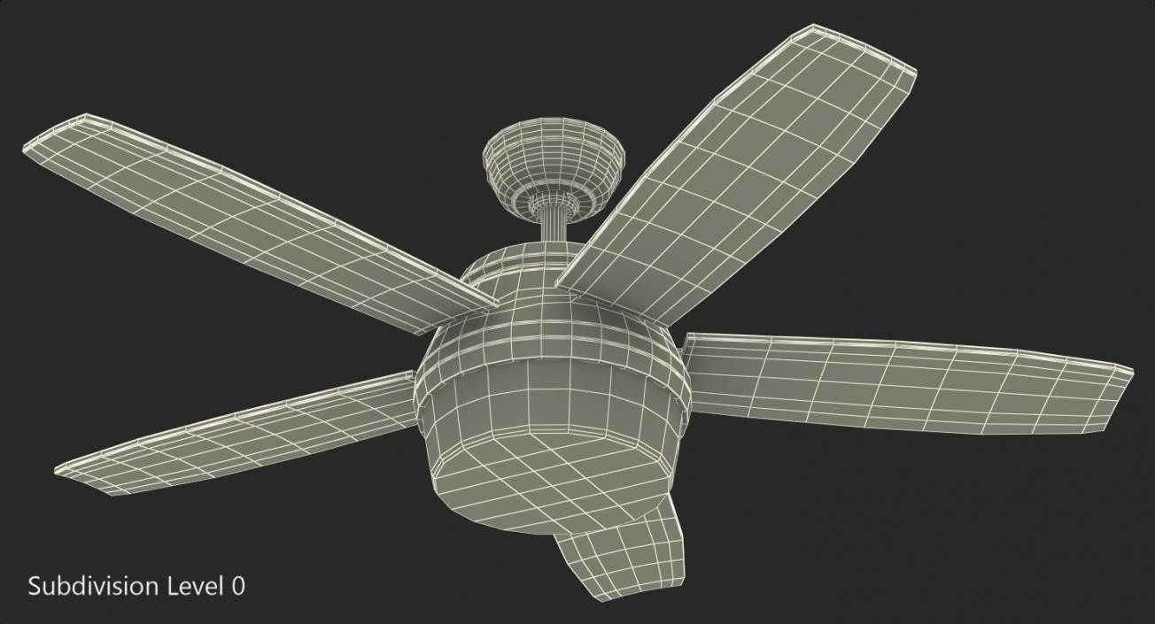 Chromium Five Blades Ceiling Fan 3D