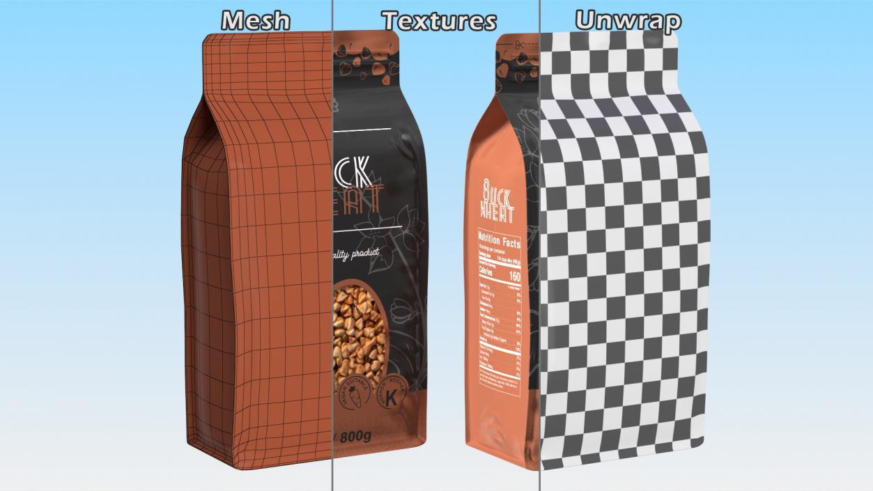 3D Wholegrain Buckwheat Package model