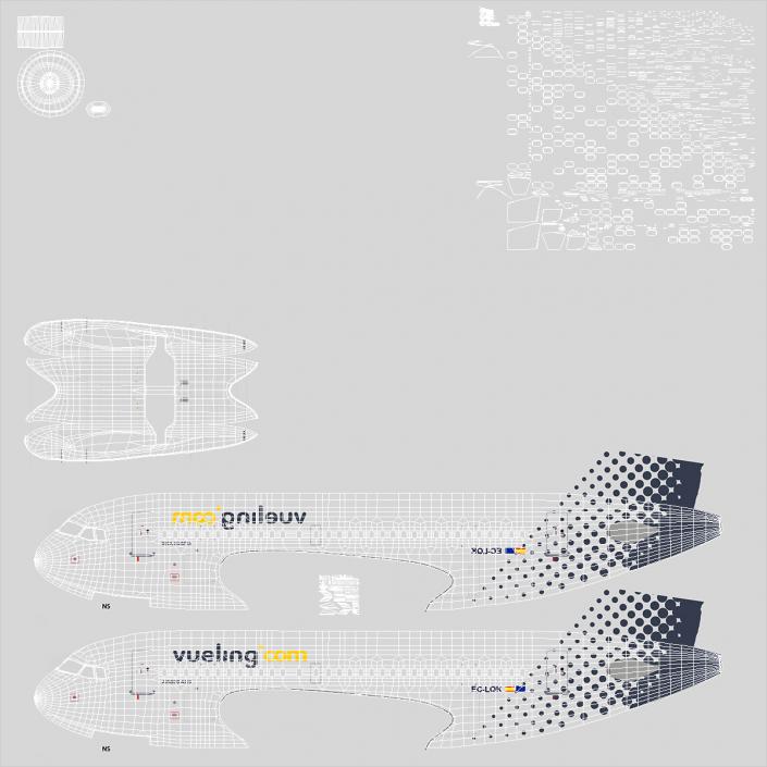3D model Airbus A319 Vueling Airlines Rigged