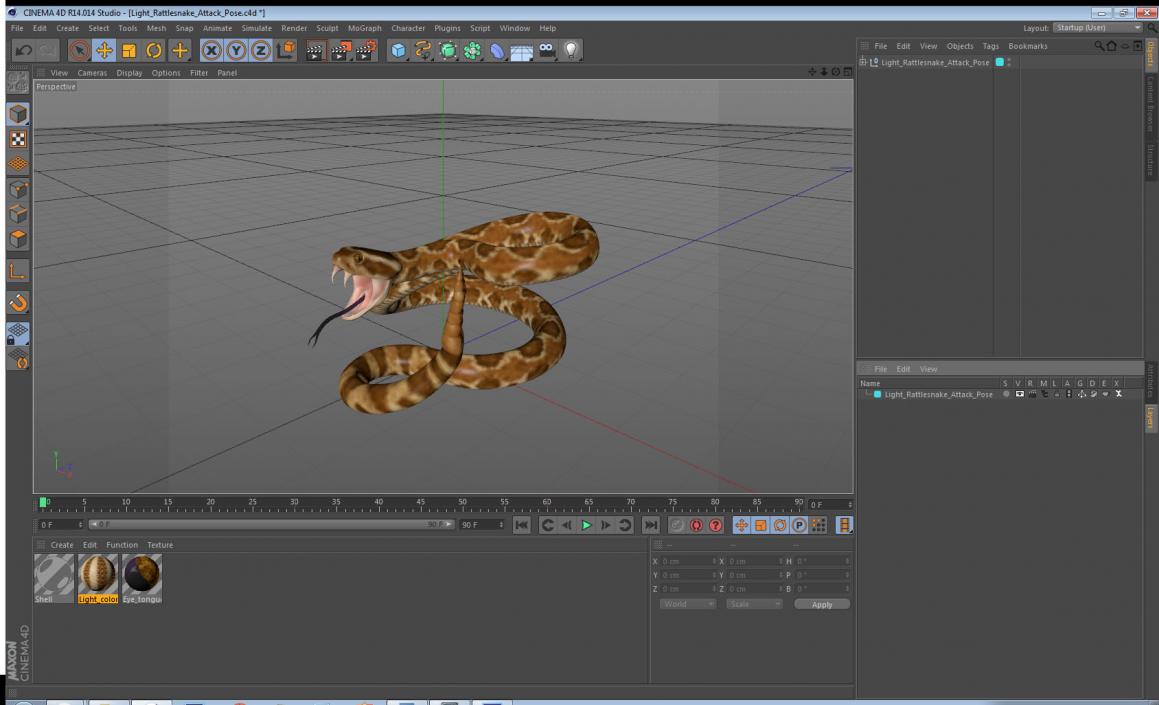 Light Rattlesnake Attack Pose 3D model