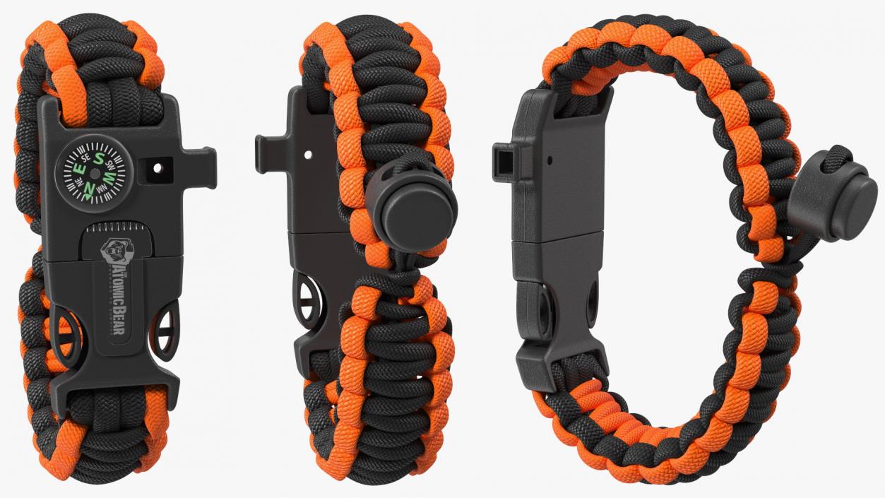 3D model Atomic Bear Tactical Paracord Bracelet Orange