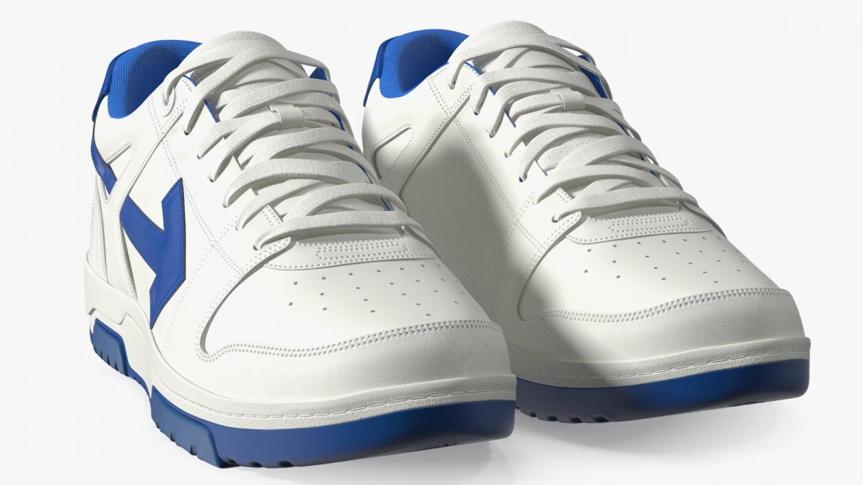 3D Leather Sneakers Off White Blue