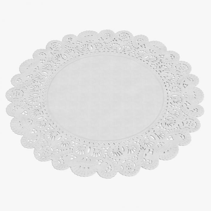 3D Round White Paper Lace Doily model