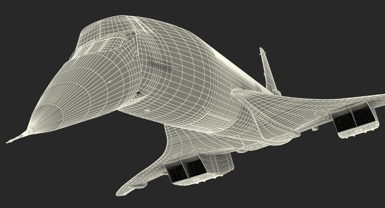 3D model Concorde Supersonic Passenger Jet Airliner Generic
