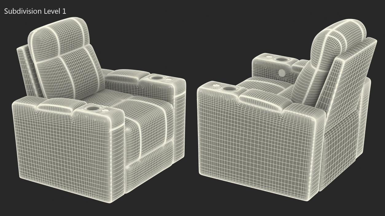 3D model Valencia Home Theater Seating Black