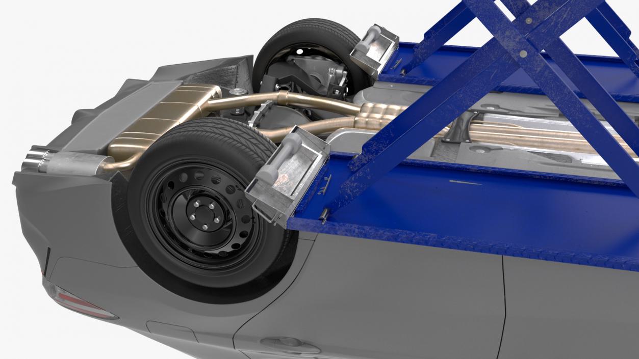 3D Automotive Scissor Lift with Sedan Rigged