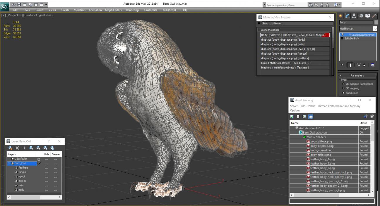 3D model Barn Owl